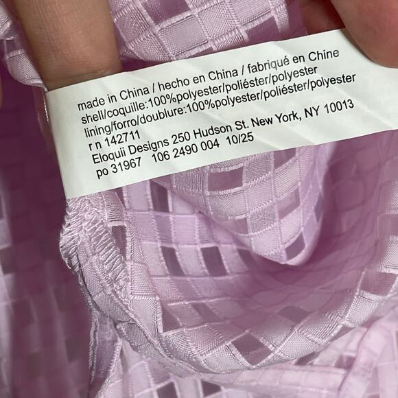 NEW Eloquii Crop Top Women's Size 18 Lilac Gingham Sheer Square Neck Puff Sleeve - Picture 5 of 6